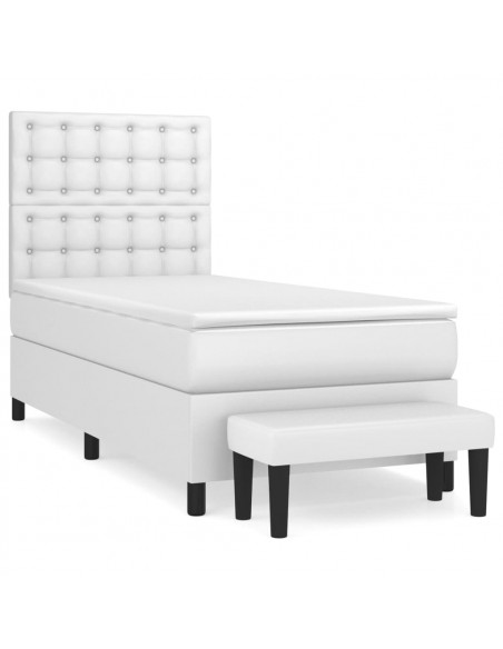 Giroletto a Molle con Materasso Bianco 100x200 cm in Similpelle