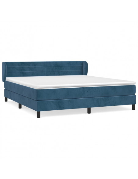 Giroletto a Molle con Materasso Blu Scuro 160x200 cm in Velluto