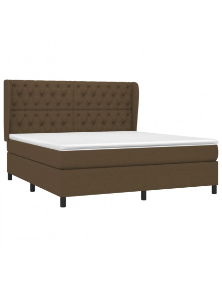 Giroletto a Molle con Materasso Marrone Scuro 160x200cm Tessuto