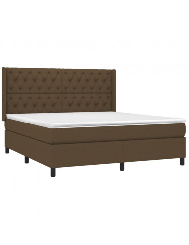 Giroletto a Molle con Materasso Marrone Scuro 160x200cm Tessuto