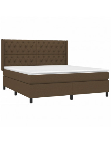 Letto a Molle Materasso e LED Marrone Scuro 160x200 cm Tessuto