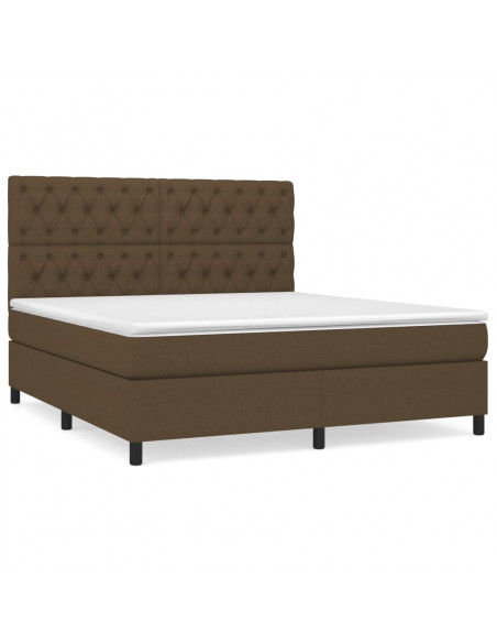 Giroletto a Molle con Materasso Marrone Scuro 160x200cm Tessuto