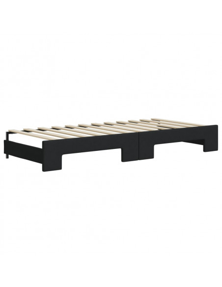 Divano Letto Estraibile con Cassetti Nero 80x200 cm in Tessuto