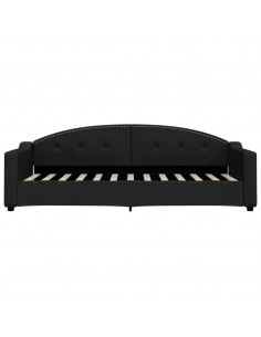 Divano Letto Estraibile con Cassetti Nero 80x200 cm in Tessuto 2