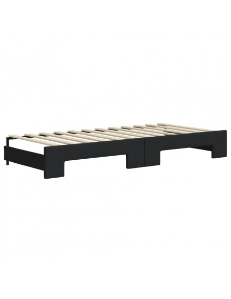 Divano Letto Estraibile con Cassetti Nero 80x200 cm in Tessuto