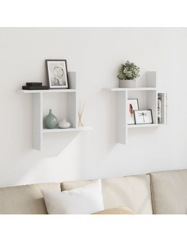 Mensole a Muro 2 pz Bianche 50x12x50 cm in Truciolato