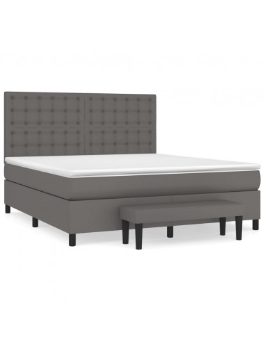 Giroletto a Molle con Materasso Grgio 180x200 cm in Similpelle