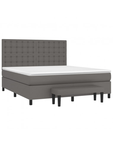 Giroletto a Molle con Materasso Grgio 180x200 cm in Similpelle