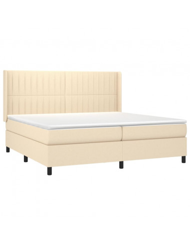 Letto a Molle Materasso e LED bianco 200x200cm in Tessuto