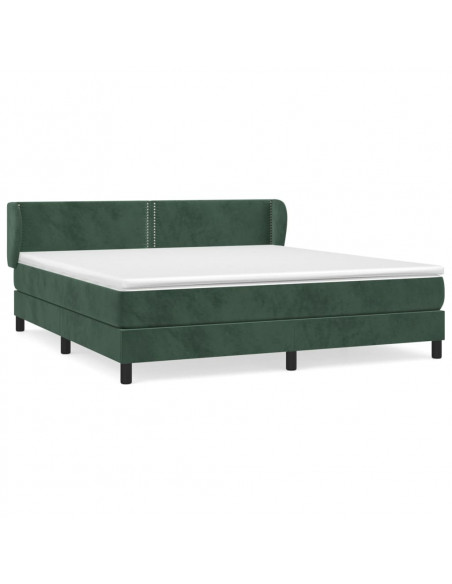 Giroletto a Molle con Materasso Verde Scuro 180x200 cm Velluto