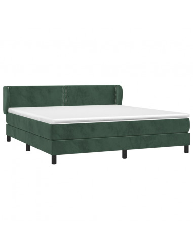 Giroletto a Molle con Materasso Verde Scuro 180x200 cm Velluto