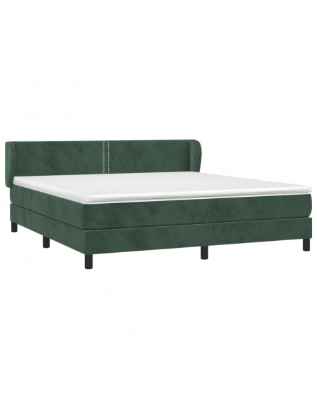 Giroletto a Molle con Materasso Verde Scuro 180x200 cm Velluto