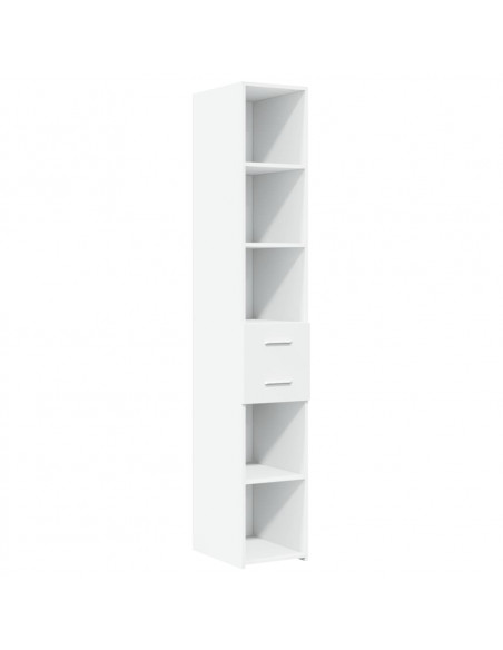 Credenza Bianca 30x42,5x185 cm in Legno Multistrato
