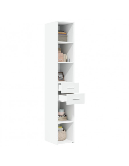 Credenza Bianca 30x42,5x185 cm in Legno Multistrato