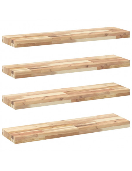 Mensole da Parete 4 pz 100x20x4 cm Legno Acacia Non Trattato