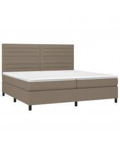 Letto a Molle Materasso e LED tortora 200x200cm in Tessuto 2