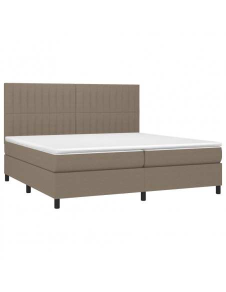 Letto a Molle Materasso e LED tortora 200x200cm in Tessuto
