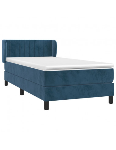 Giroletto a Molle con Materasso Blu Scuro 80x200 cm in Velluto