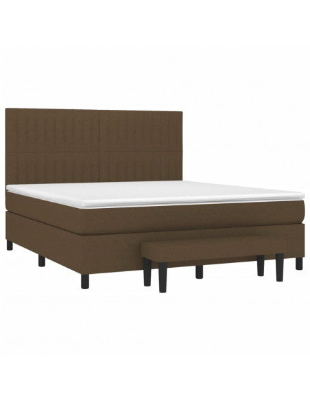 Giroletto a Molle con Materasso Marrone Scuro 160x200cm Tessuto