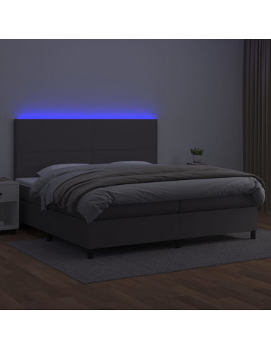 Giroletto Molle con Materasso e LED Grigio 200x200cm Similpelle