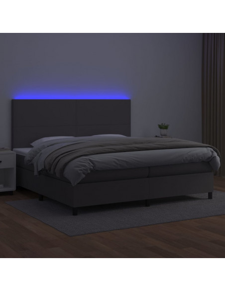 Giroletto Molle con Materasso e LED Grigio 200x200cm Similpelle