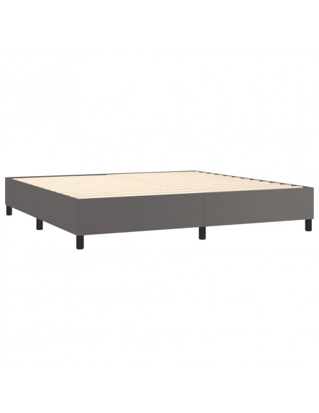 Giroletto Molle con Materasso e LED Grigio 200x200cm Similpelle