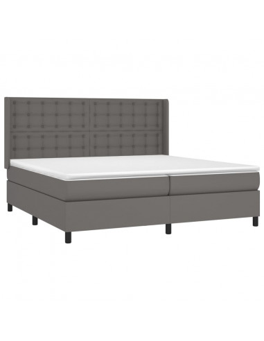 Giroletto Molle con Materasso e LED Grigio 200x200cm Similpelle