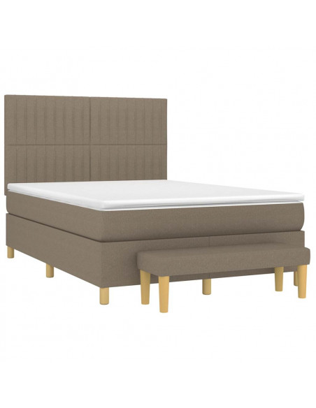 Giroletto a Molle con Materasso Tortora 140x190 cm in Tessuto