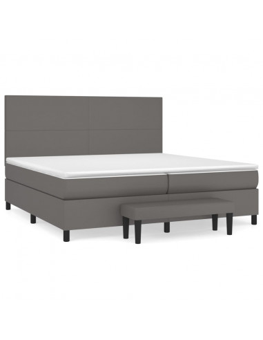 Giroletto a Molle con Materasso Grgio 200x200 cm in Similpelle