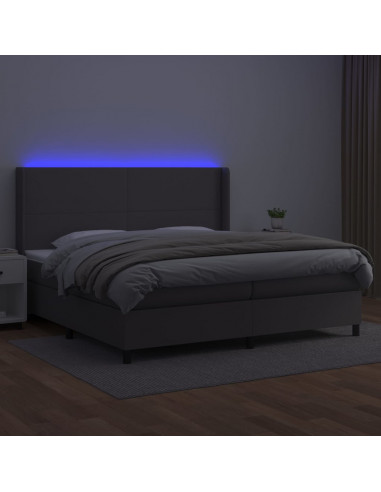 Giroletto Molle con Materasso e LED Grigio 200x200cm Similpelle