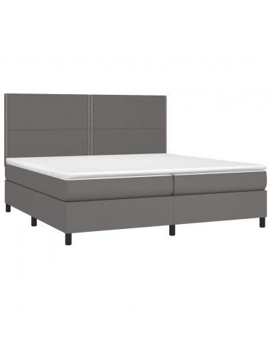 Giroletto Molle con Materasso e LED Grigio 200x200cm Similpelle