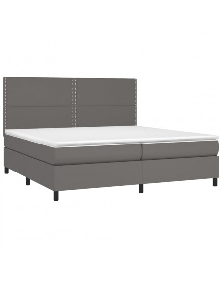 Giroletto Molle con Materasso e LED Grigio 200x200cm Similpelle