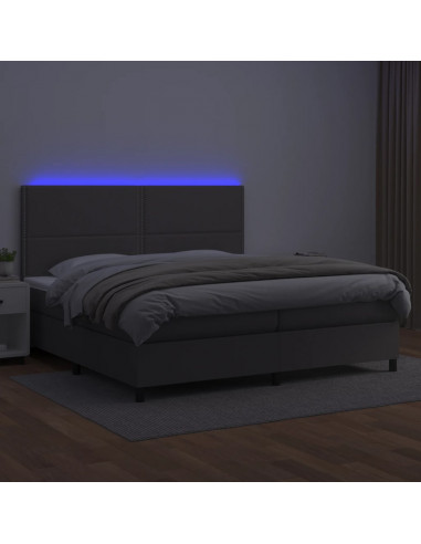 Giroletto Molle con Materasso e LED Grigio 200x200cm Similpelle
