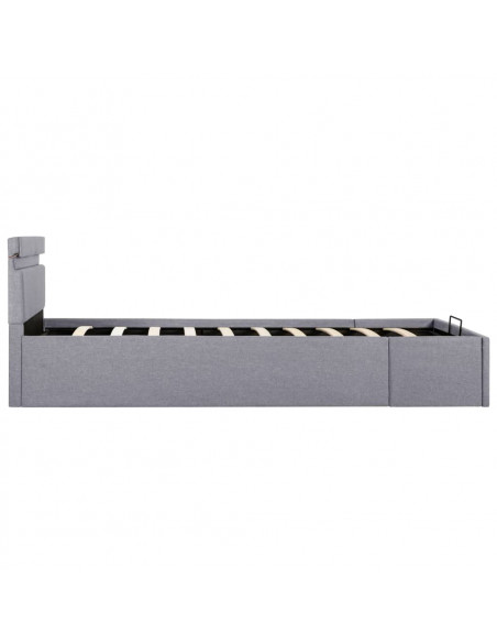 Giroletto con Contenitore e LED Grigio Chiaro Tessuto 100x200cm