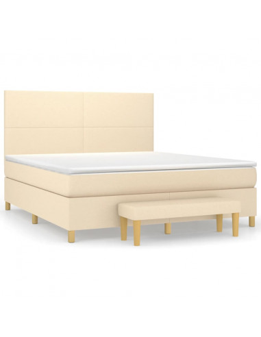 Giroletto a Molle con Materasso Crema 180x200 cm in Tessuto