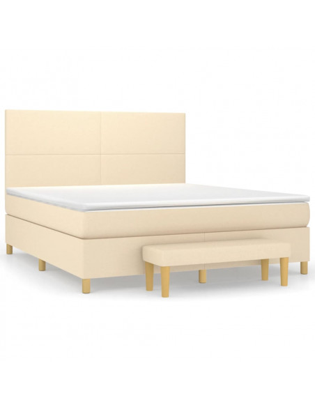 Giroletto a Molle con Materasso Crema 180x200 cm in Tessuto
