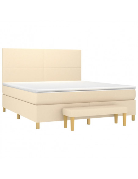 Giroletto a Molle con Materasso Crema 180x200 cm in Tessuto