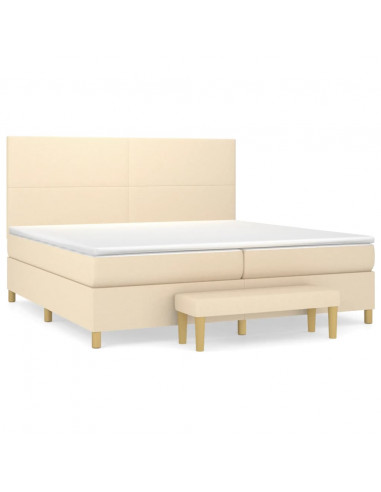 Giroletto a Molle con Materasso Crema 200x200 cm in Tessuto