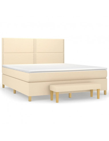 Giroletto a Molle con Materasso Crema 180x200 cm in Tessuto