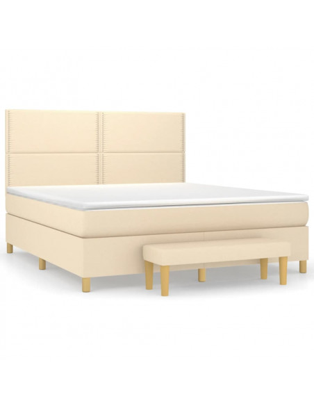 Giroletto a Molle con Materasso Crema 180x200 cm in Tessuto