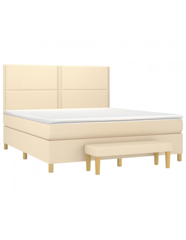 Giroletto a Molle con Materasso Crema 180x200 cm in Tessuto