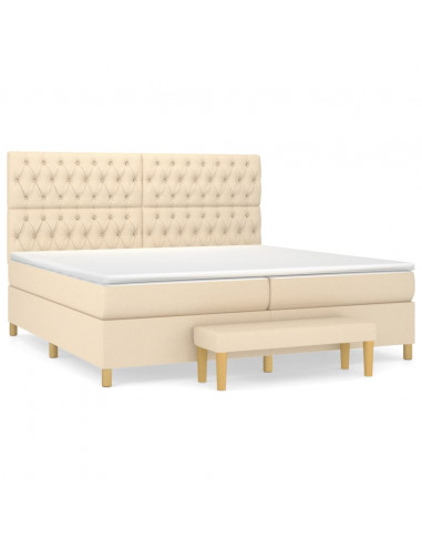 Giroletto a Molle con Materasso Crema 200x200 cm in Tessuto