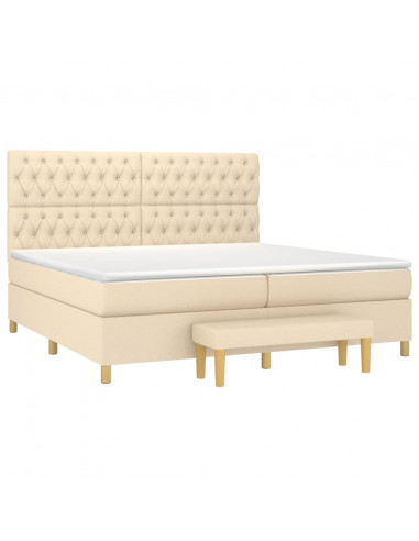 Giroletto a Molle con Materasso Crema 200x200 cm in Tessuto