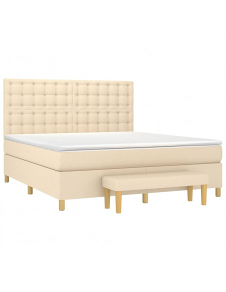 Giroletto a Molle con Materasso Crema 180x200 cm in Tessuto