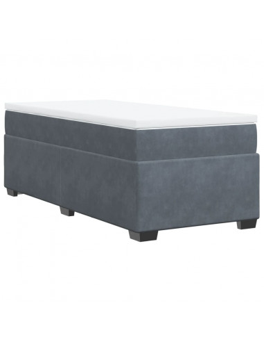 Giroletto a Molle con Materasso Grigio Scuro 90x190 cm Velluto