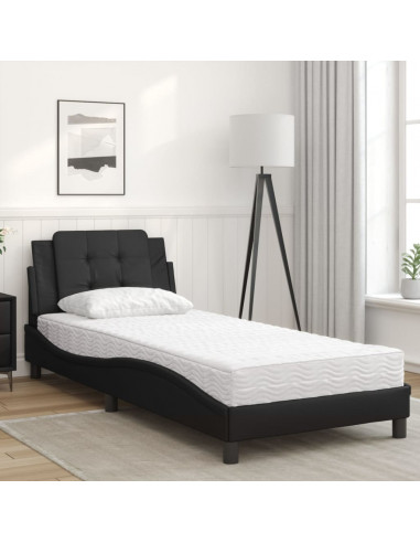 Letto con Materasso Nero 100x200 cm in Similpelle