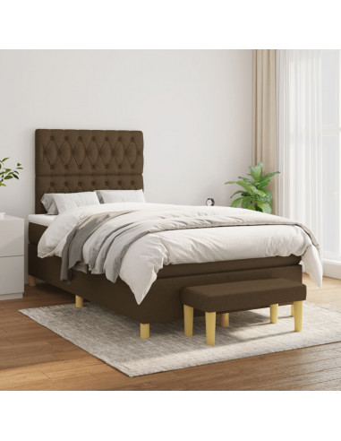 Giroletto a Molle con Materasso Marrone Scuro 120x190cm Tessuto