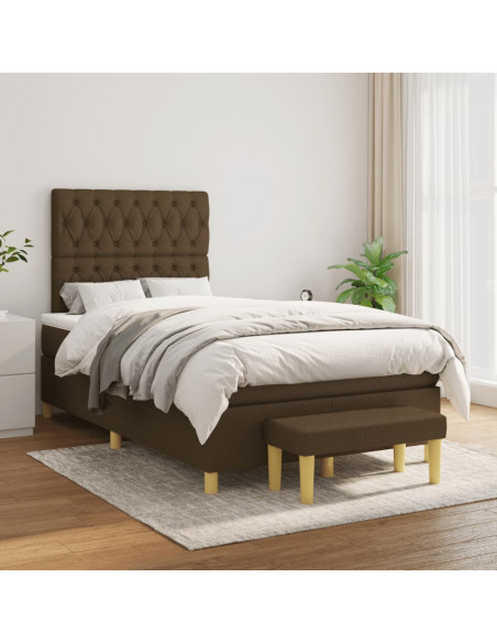 Giroletto a Molle con Materasso Marrone Scuro 120x190cm Tessuto