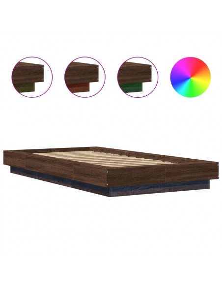 Giroletto Luci LED Rovere Marrone 90x190cm in Legno Multistrato