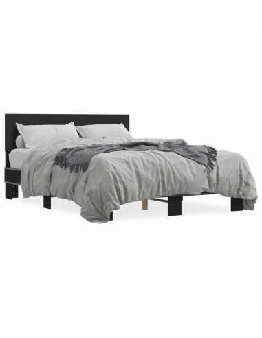 Giroletto Nero 120x200 cm in Legno Multistrato e Metallo